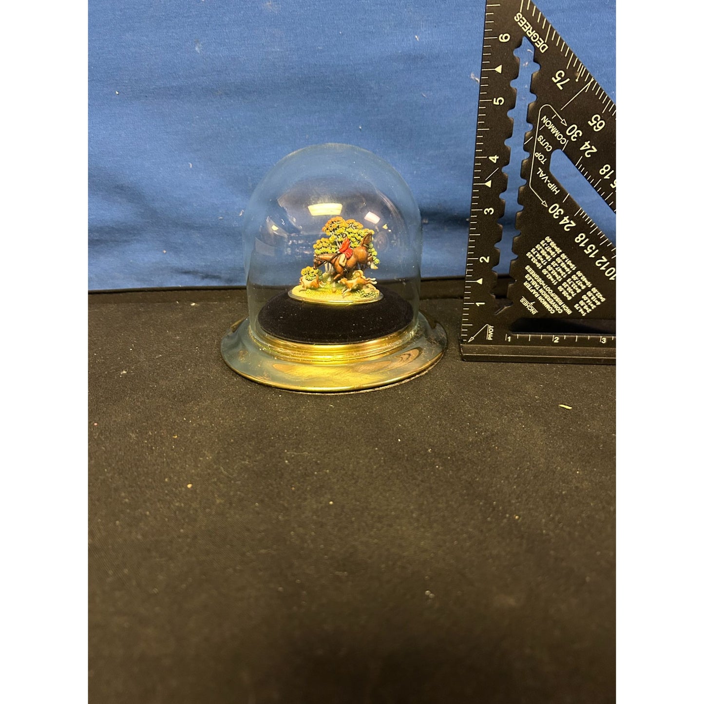 Miniature Tree Sculpture Under Glass Dome 3" Tall With Black Base Handmade Decor Display