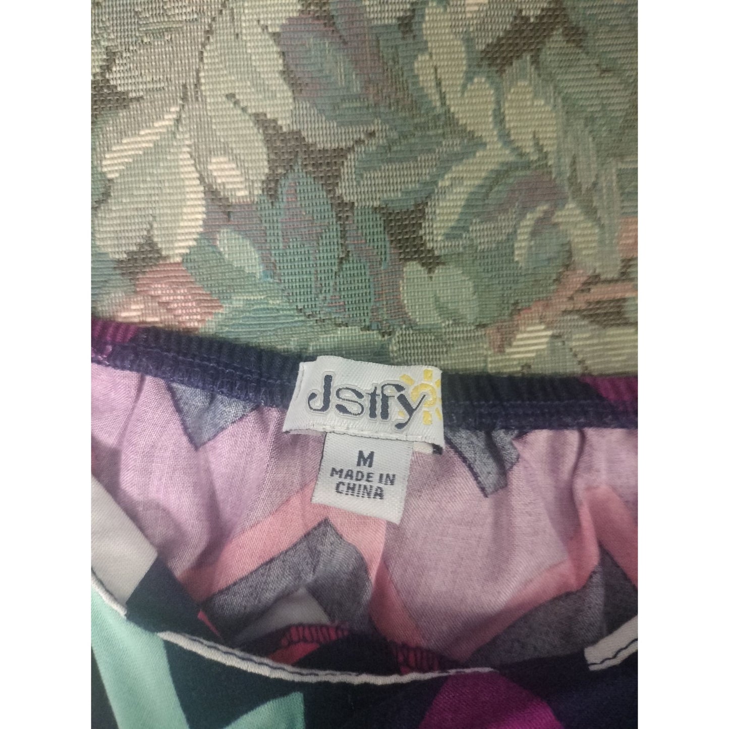 Multicolor Chevron Print Sleeveless Dress With Ruffle Detail & Adjustable Straps - Size M