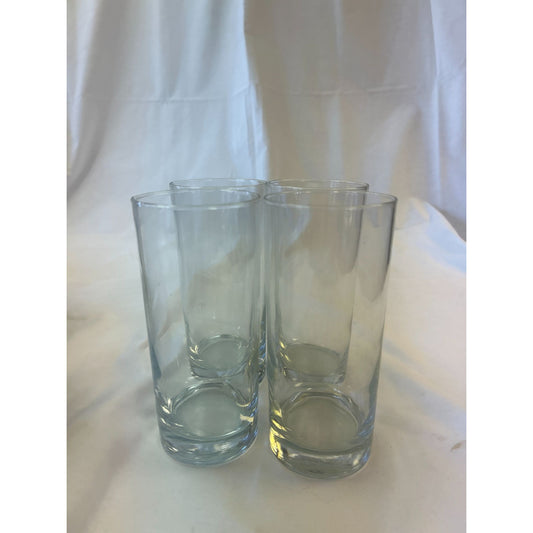 Set Of 4 Clear Highball Glass Drinking Tumblers 7" Tall