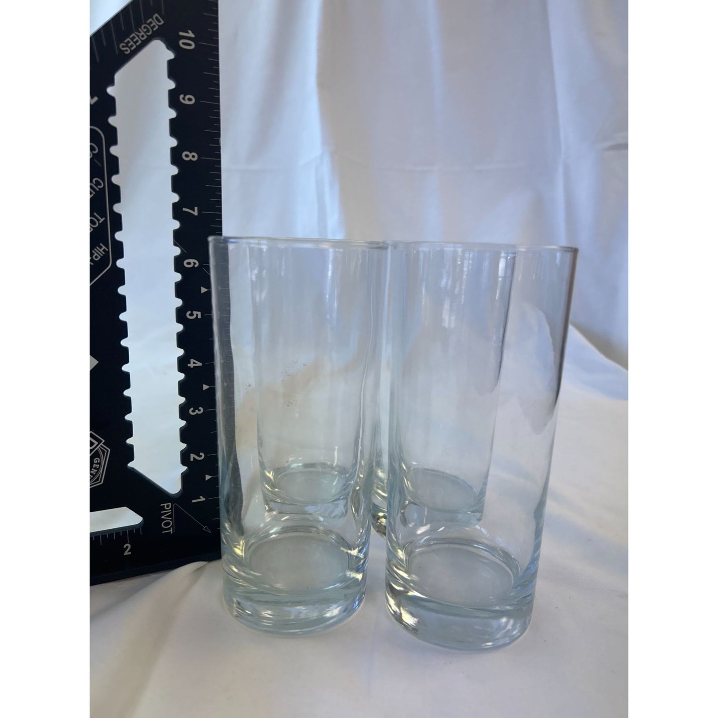 Set Of 4 Clear Highball Glass Drinking Tumblers 7" Tall