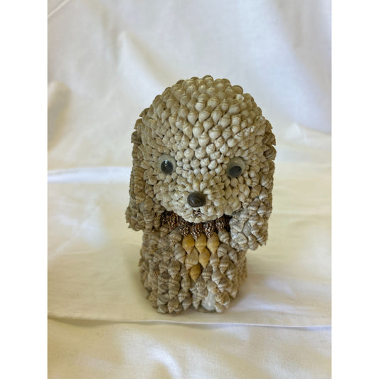 Vintage Handmade Seashell Dog Figurine 5.5" Tall Decorative Coastal Ornament