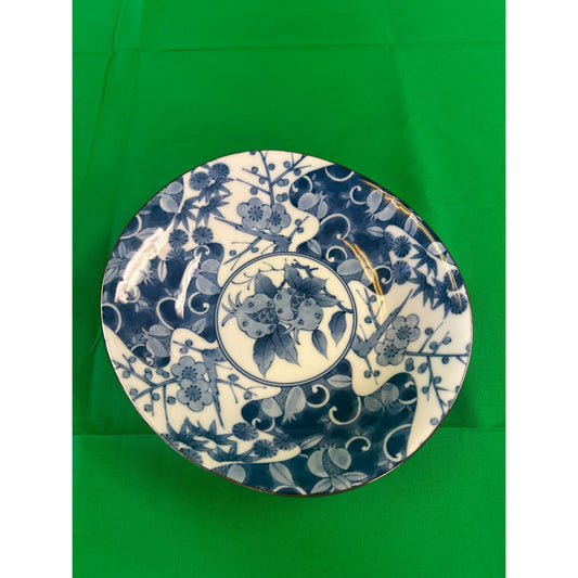 Vintage Blue & White Floral Porcelain Plate