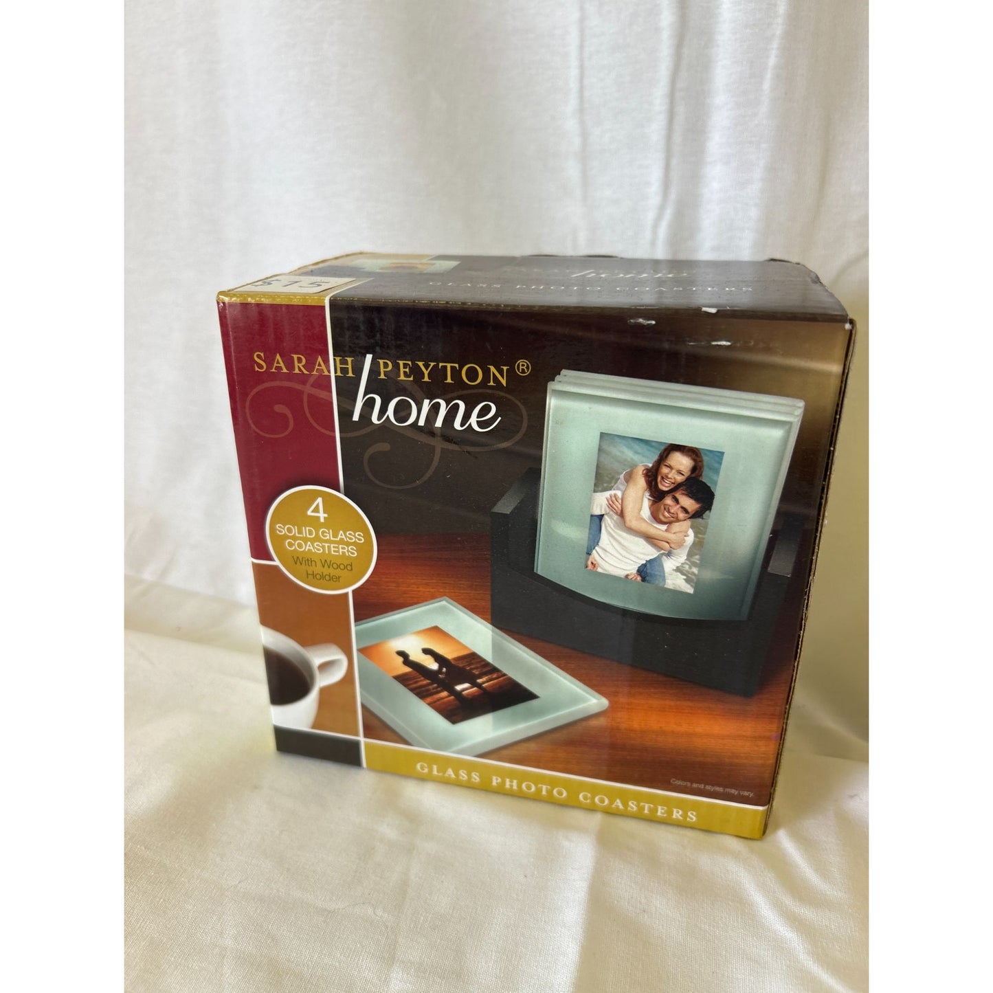 Sarah Peyton Home Glass Photo Coasters Set Of 4 With Wood Holder