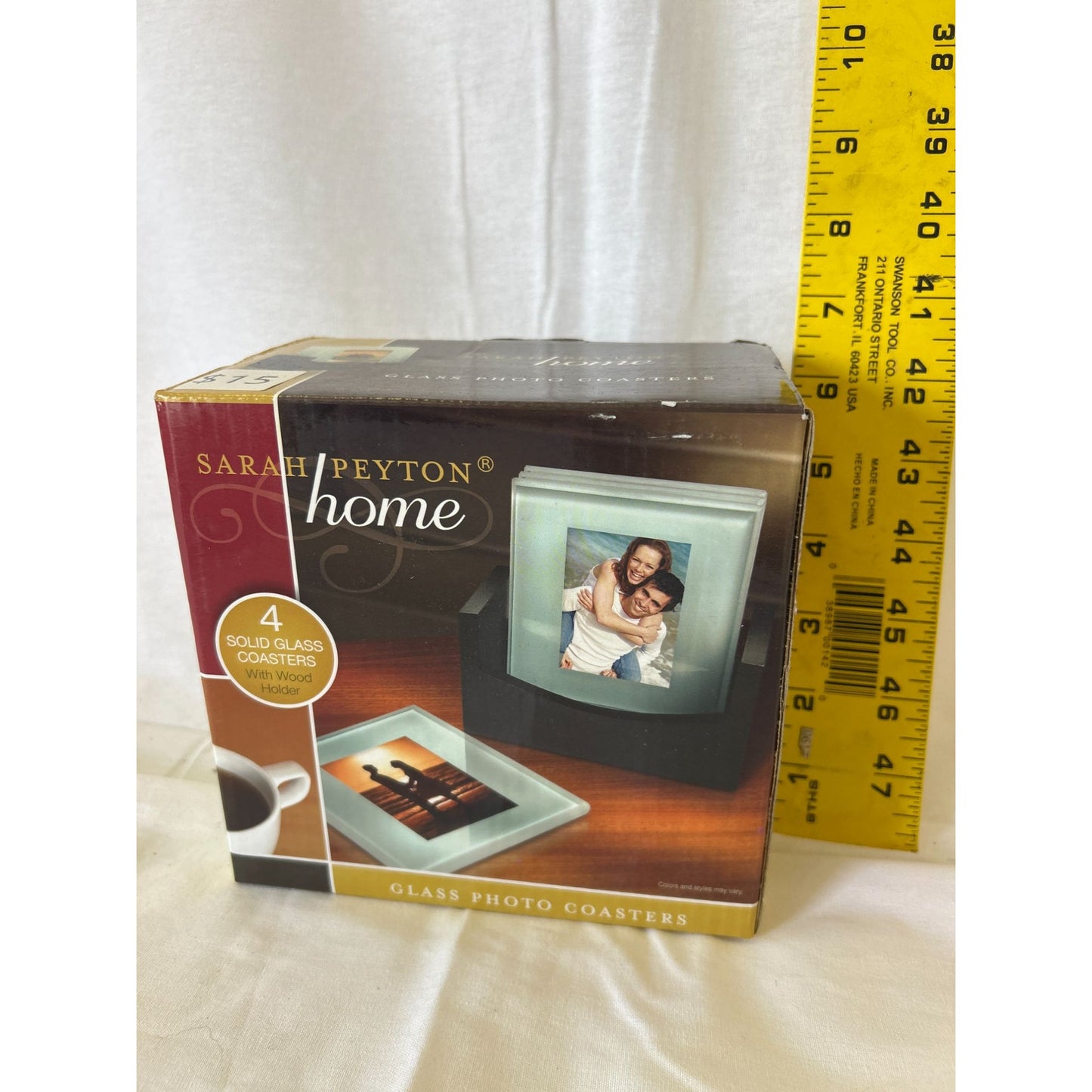 Sarah Peyton Home Glass Photo Coasters Set Of 4 With Wood Holder