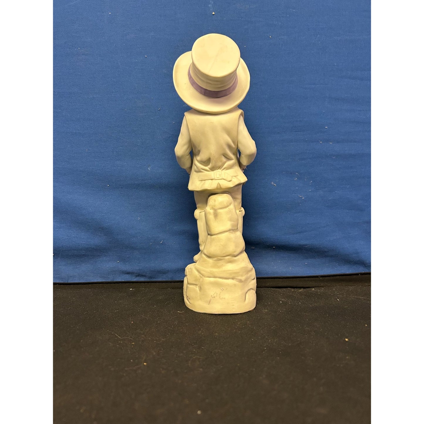 Vintage Porcelain Figurine Victorian Boy with Hat & Boots on Rock Base 10" Tall