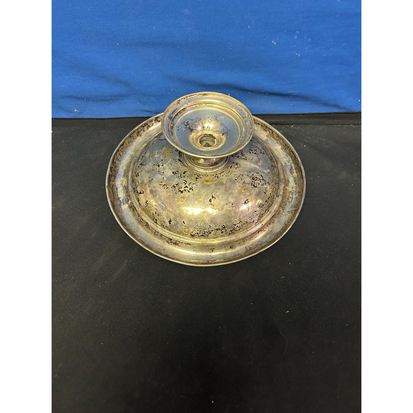 Antique Brass Pedestal Basket With Handle & Etched Floral Design