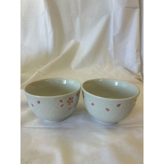 Set Of 2 Ceramic Tea Cups With Pink Floral Design