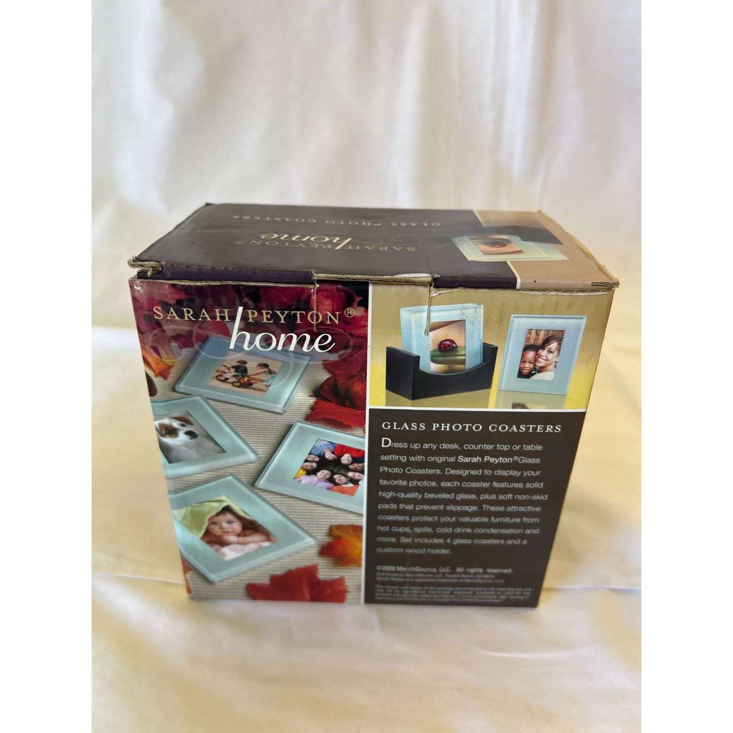Sarah Peyton Home Glass Photo Coasters Set Of 4 With Wood Display Stand