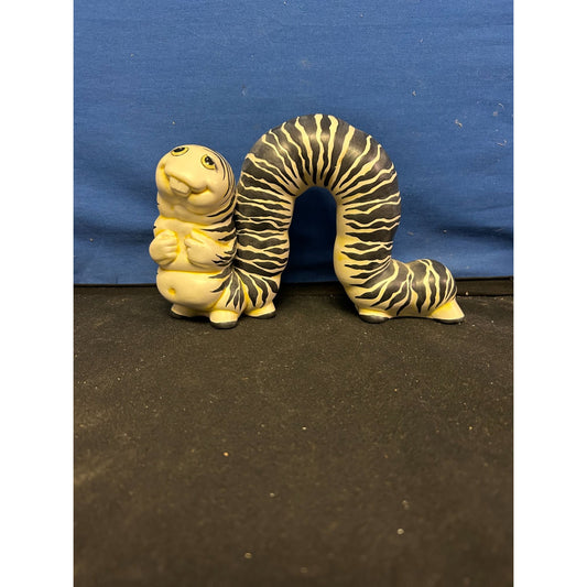 Hand-Painted Ceramic Tiger Stripe Worm Figurine By Phyllis Park