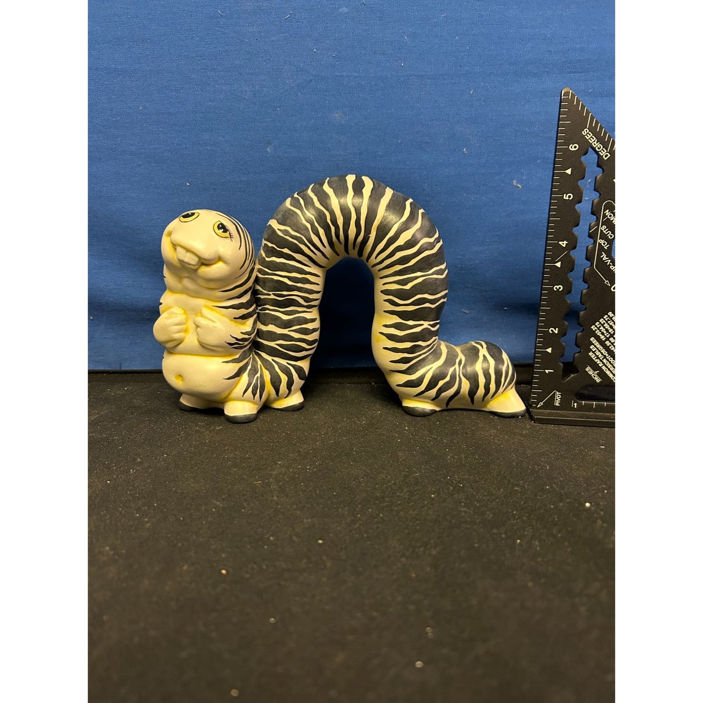 Hand-Painted Ceramic Tiger Stripe Worm Figurine By Phyllis Park