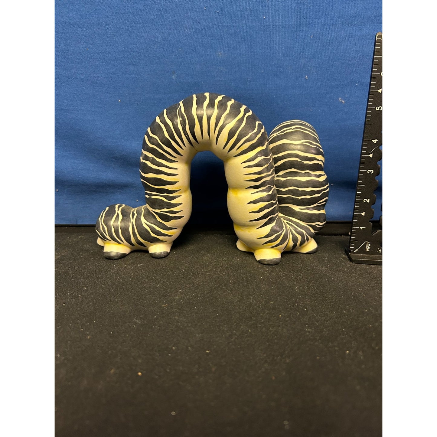 Hand-Painted Ceramic Tiger Stripe Worm Figurine By Phyllis Park