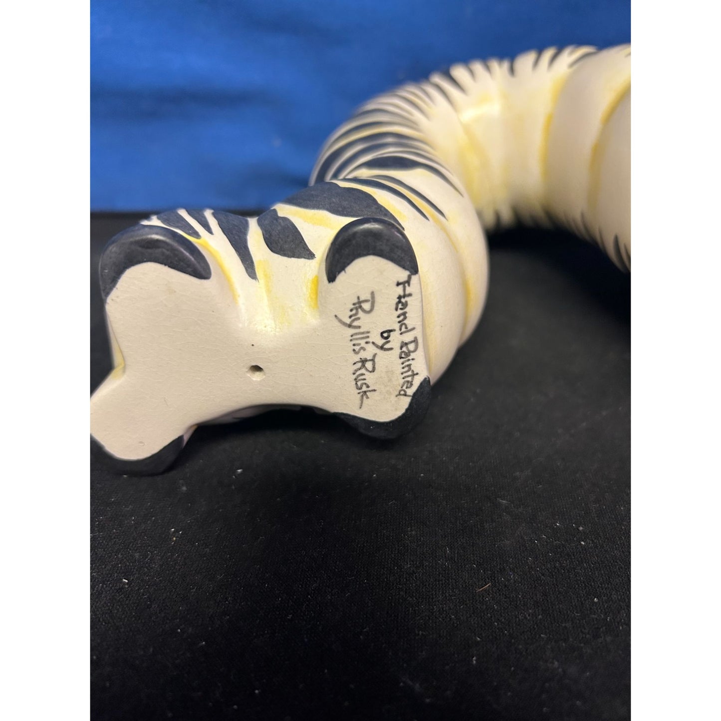 Hand-Painted Ceramic Tiger Stripe Worm Figurine By Phyllis Park