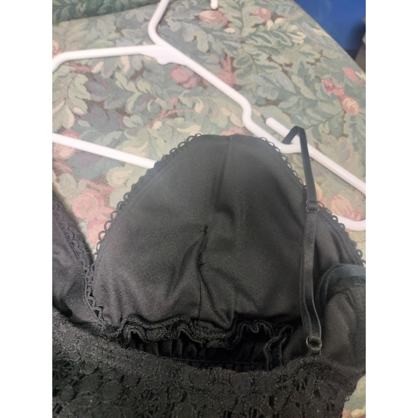 Black Lace Sleeveless Dress With Adjustable Straps & Smocked Waist By Mystil Size M