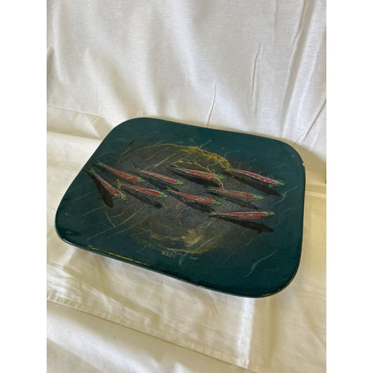 Vintage Ceramic Serving Tray With Fish Design 14"x10"