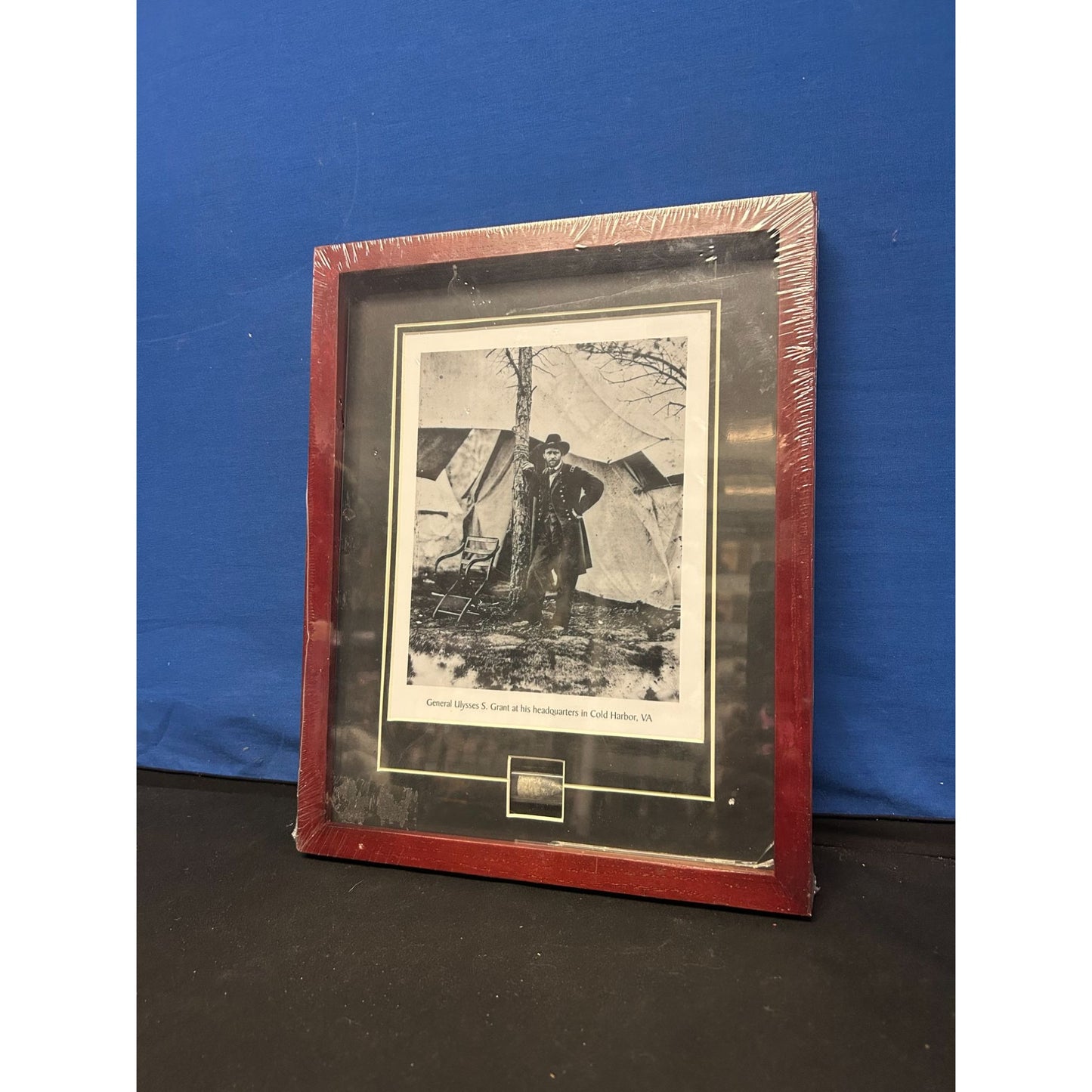 Framed Civil War Bullet & General Ulysses S. Grant Print With Certificate Of Authenticity