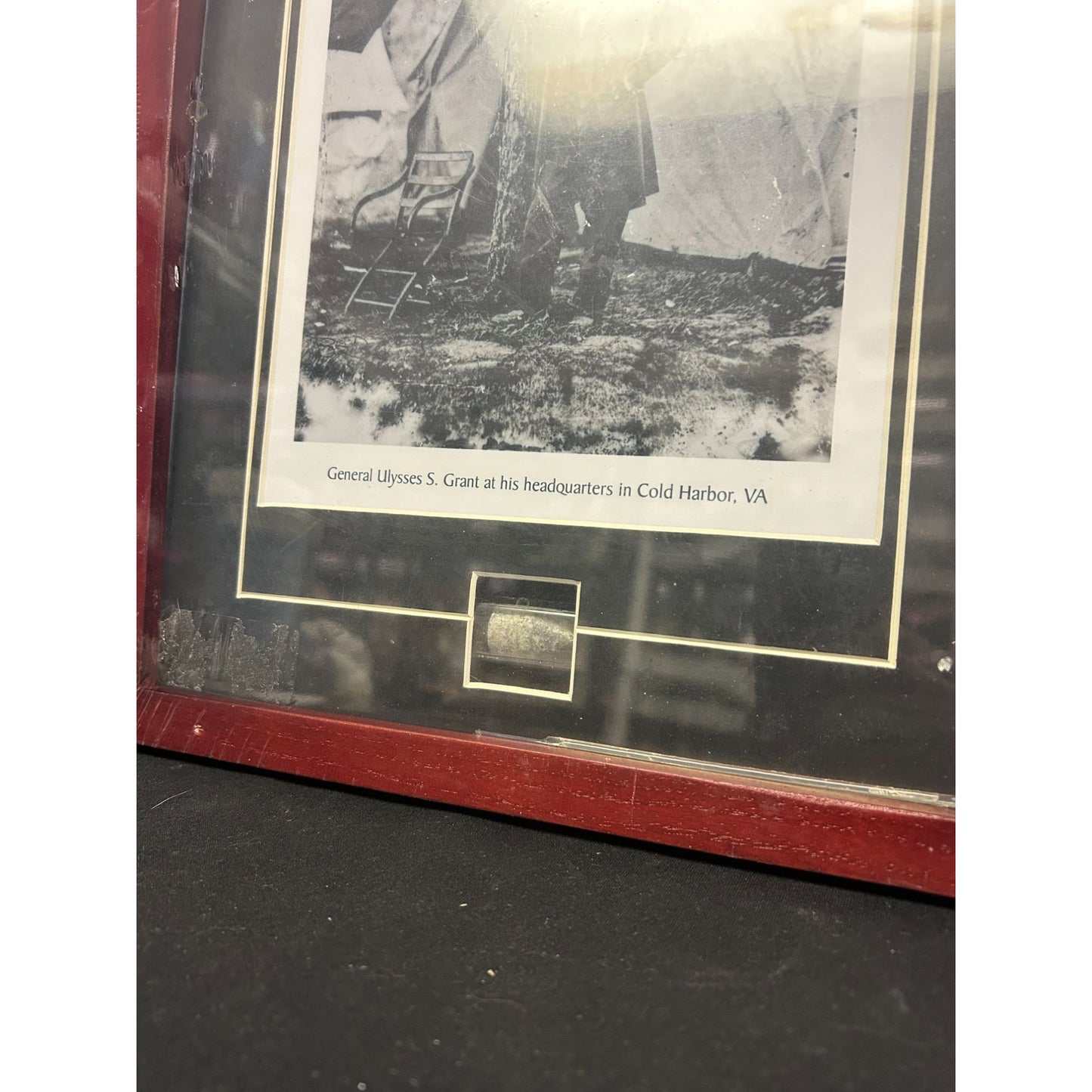 Framed Civil War Bullet & General Ulysses S. Grant Print With Certificate Of Authenticity