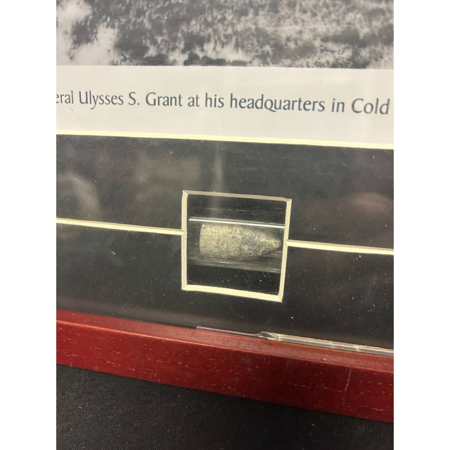 Framed Civil War Bullet & General Ulysses S. Grant Print With Certificate Of Authenticity