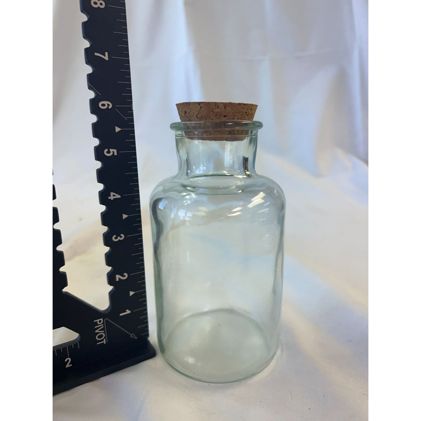 Clear Glass Apothecary Jar With Cork Lid For Storage Or Decoration