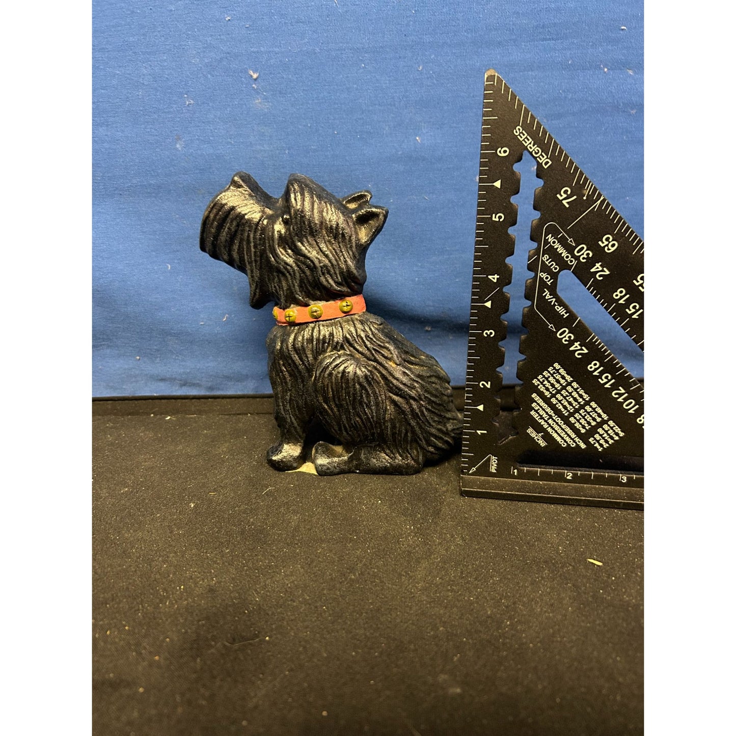Cast Iron Scottie Dog Figurine With Red Collar