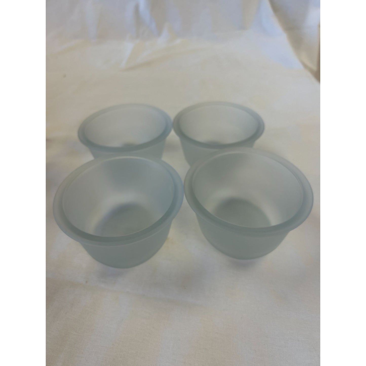 Set Of 4 Frosted Glass Custard Cups 4 Oz Each