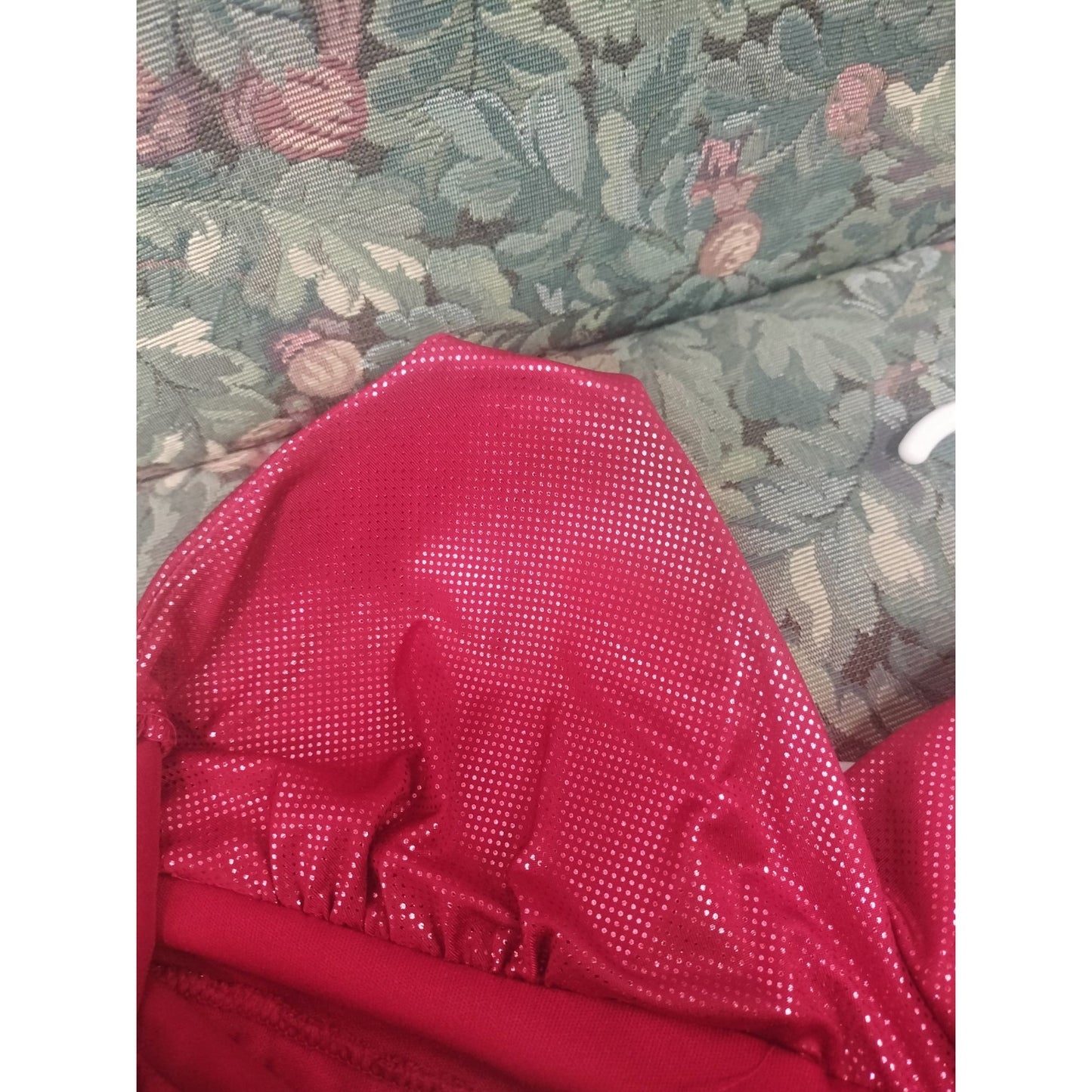 Red Spaghetti Strap Party Dress With Rhinestone Accent By Trac Small Polyester Metallic Womens