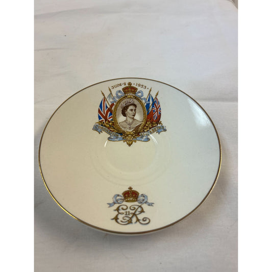 Vintage 1953 Commemorative Saucer of Queen Elizabeth II Coronation
