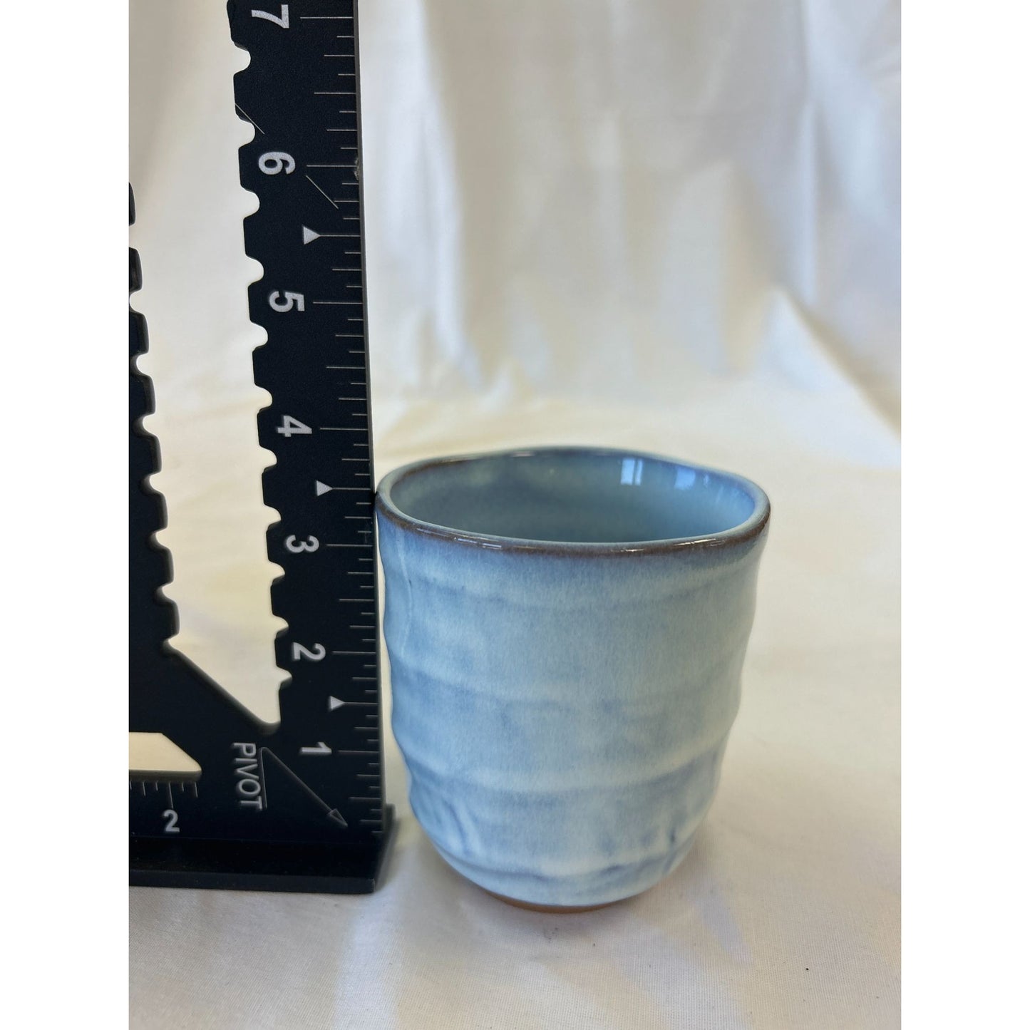 Handcrafted Blue Ceramic Japanese Tea Cup 3.5" Tall