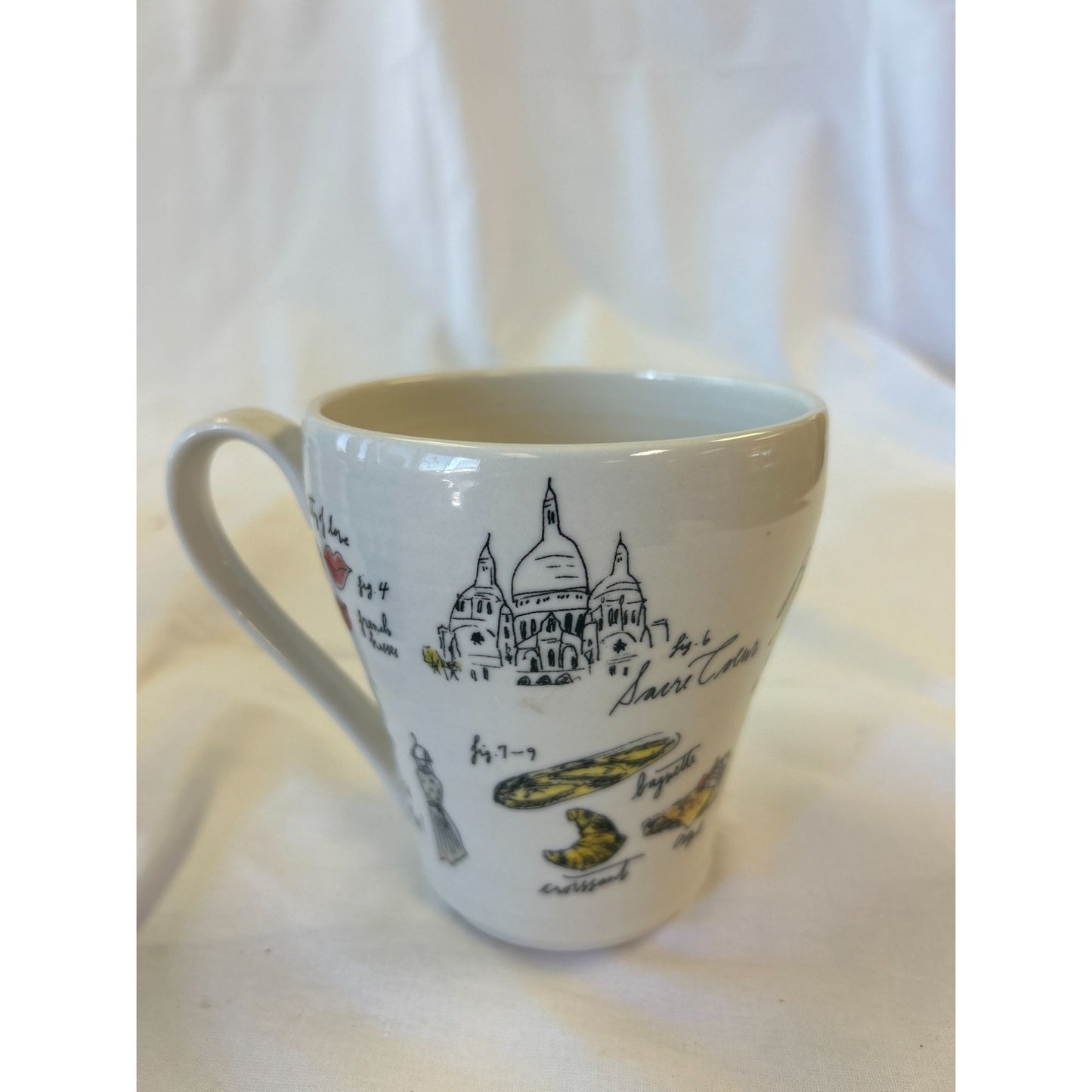 Paris-Themed Ceramic Mug With Sacré-Cœur Illustrations & French Landmarks Print