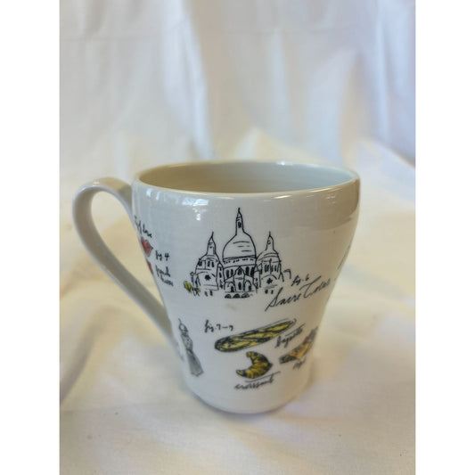 Paris-Themed Ceramic Mug With Sacré-Cœur Illustrations & French Landmarks Print