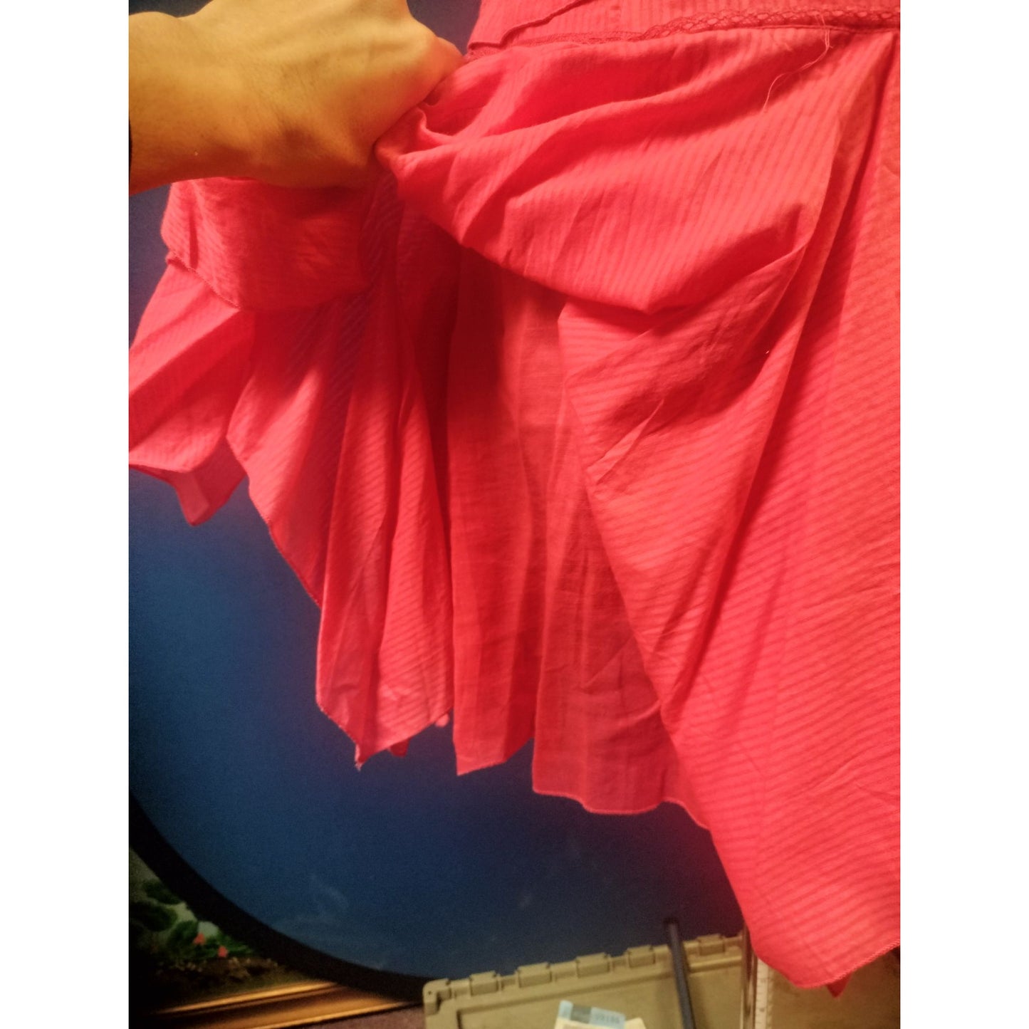 Tea NWT Women's Pink Cotton Corset Style Sleeveless Dress Laced Front & Handkerchief Hem S