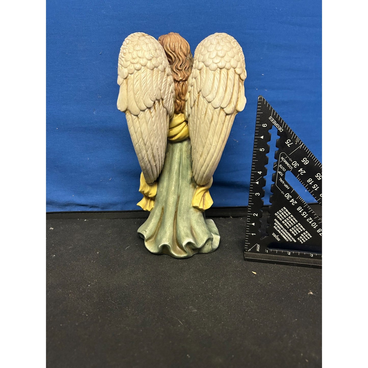 Hand-Painted Angel Figurine With Trumpet & Flowing Gown 7.5" Resin Collectible Statue