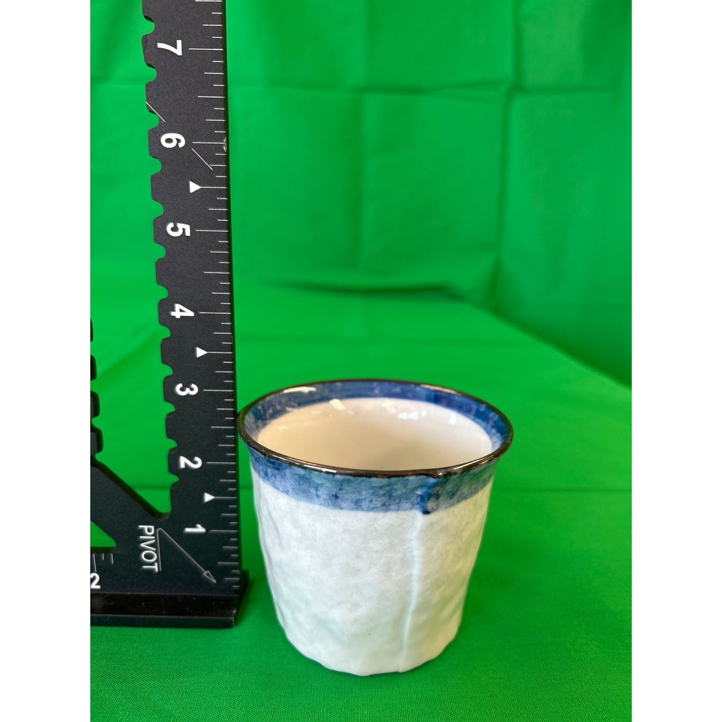 Handcrafted Ceramic Cup With Blue Rim Design