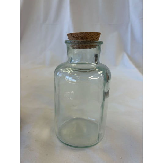 Clear Glass Apothecary Style Bottle With Cork Lid 6 Inches Tall Vintage-Inspired
