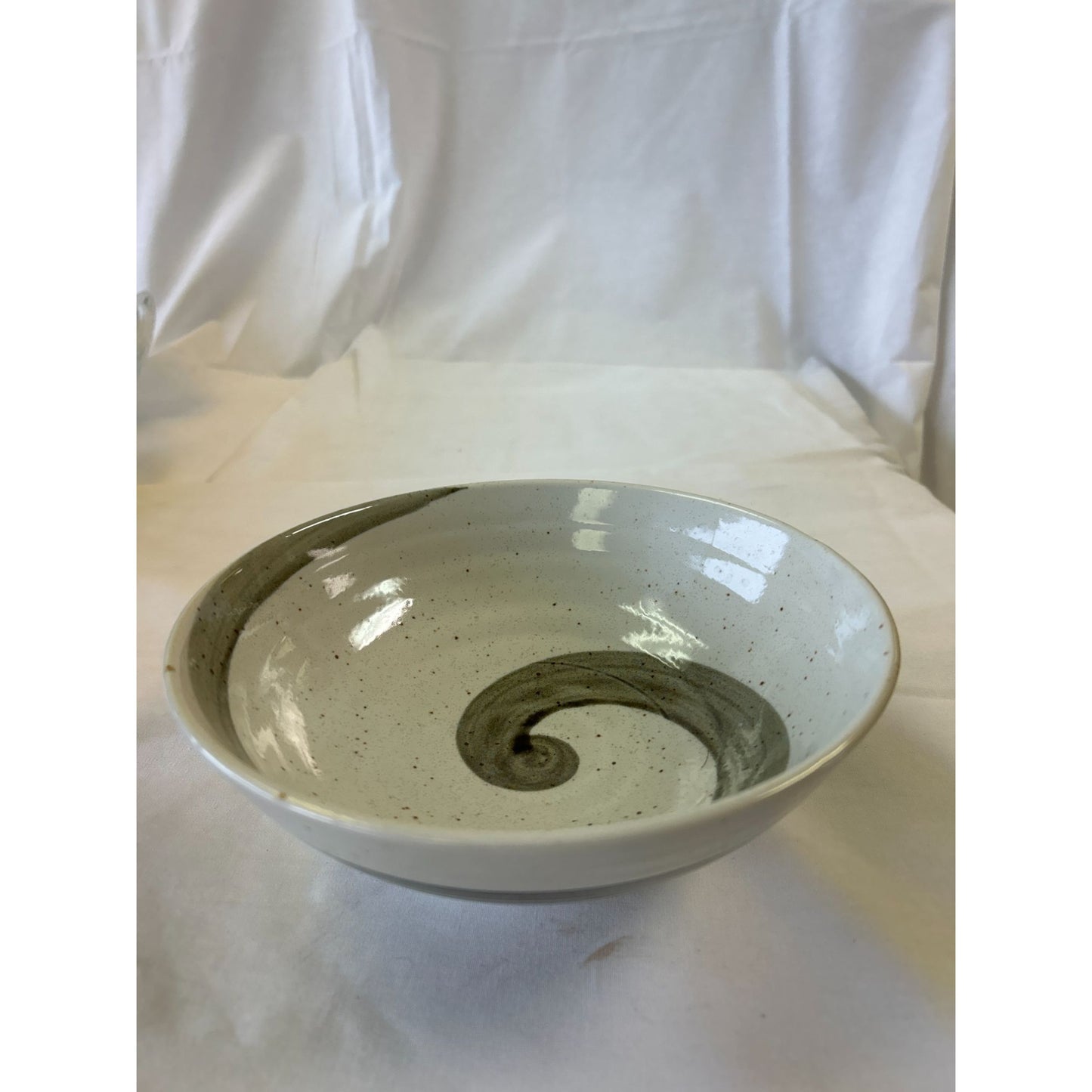 Handcrafted Ceramic Bowl With Swirl Design 6" Diameter Artisan-Made Neutral Tones Home Decor Or Kitchen Use