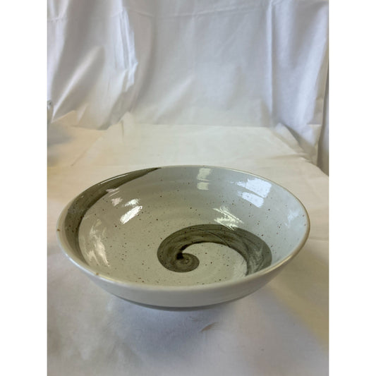 Handcrafted Ceramic Bowl With Swirl Design 6" Diameter Artisan-Made Neutral Tones Home Decor Or Kitchen Use