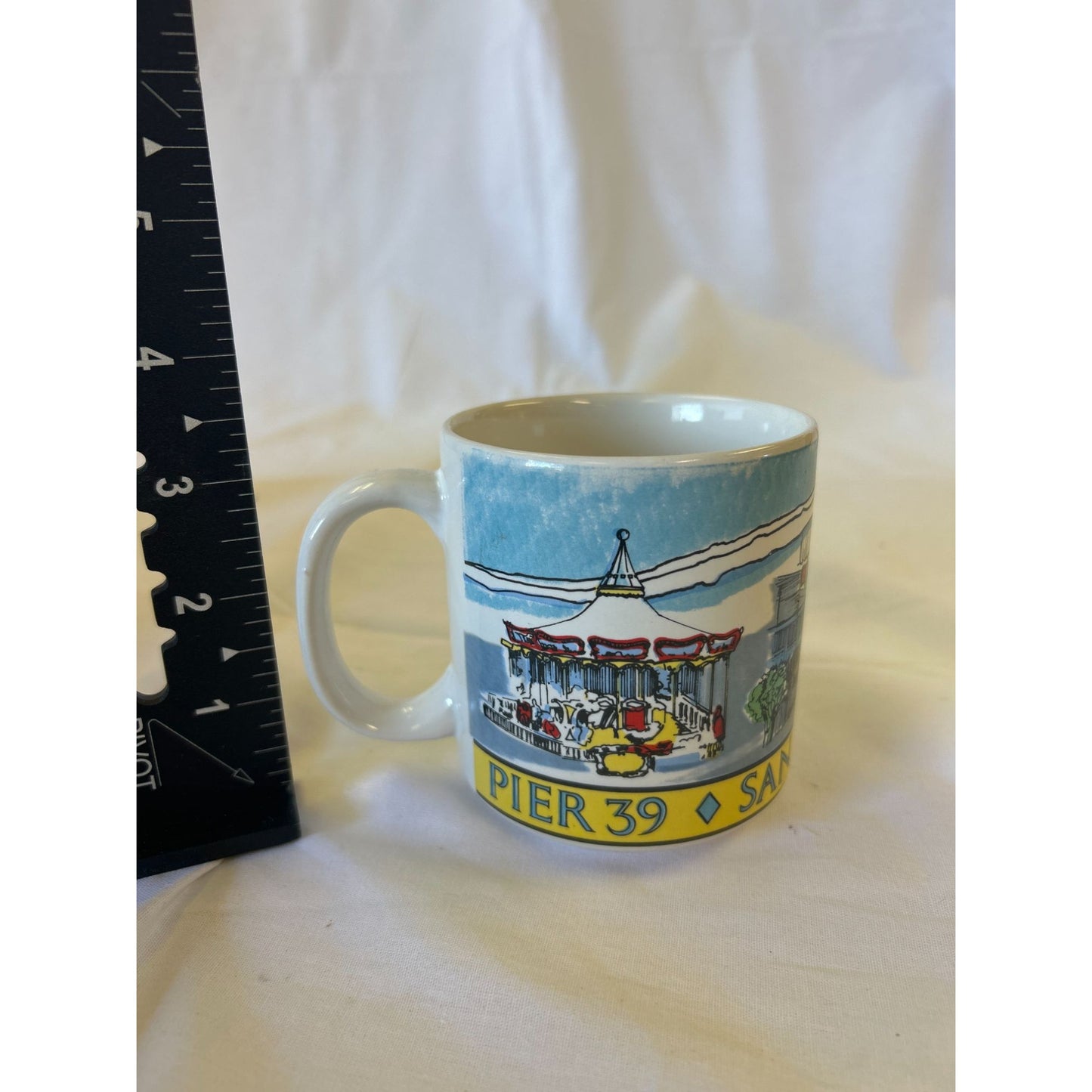 Pier 39 San Francisco Souvenir Ceramic Mug 8 Oz Colorful Carousel Design