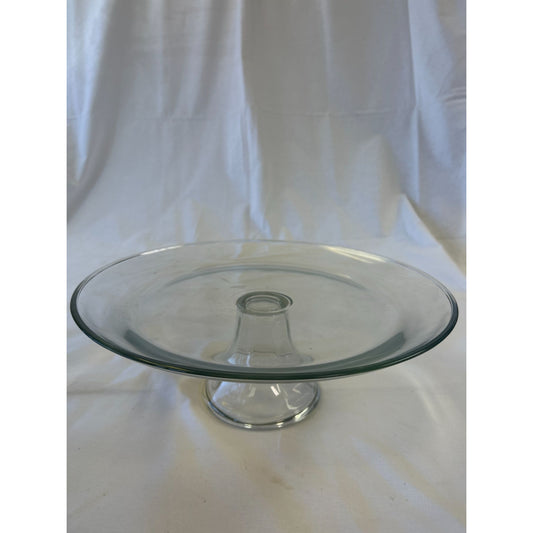 Clear Glass Pedestal Cake Stand Dessert Display 11" Wide