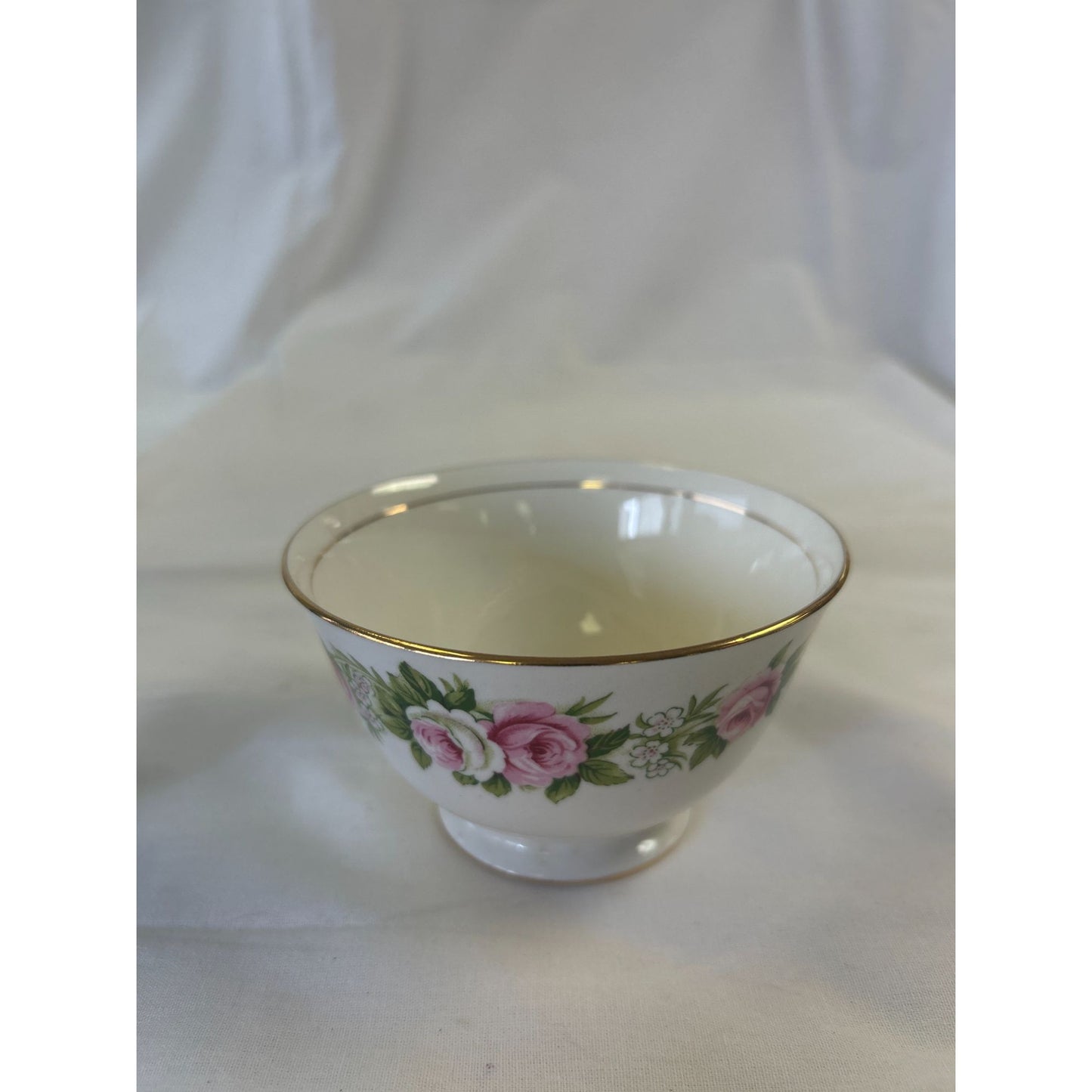 Vintage Colclough Enchanted Sugar Bowl - Bone China Pink Roses Gold Trim