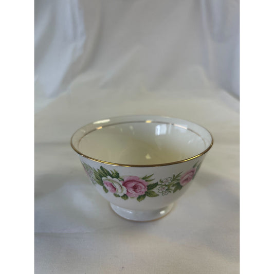 Vintage Colclough Enchanted Sugar Bowl - Bone China Pink Roses Gold Trim