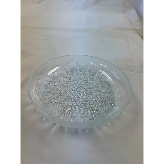 Vintage Clear Pressed Glass Decorative Dishes With Starburst & Bubble Design - Set of three