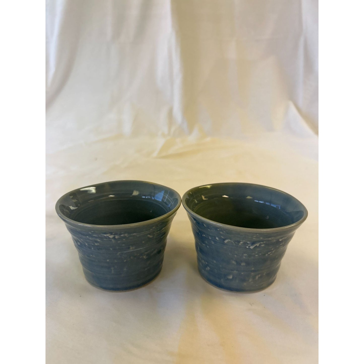 Set Of 2 Handmade Ceramic Blue Glazed Cups