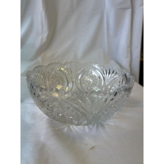 Vintage Clear Glass Scalloped Edge Decorative Bowl
