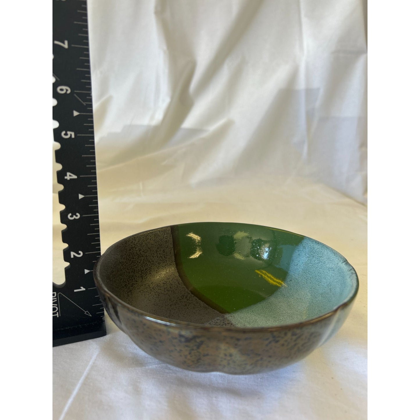 Handmade Ceramic Bowl With Green & Brown Glaze