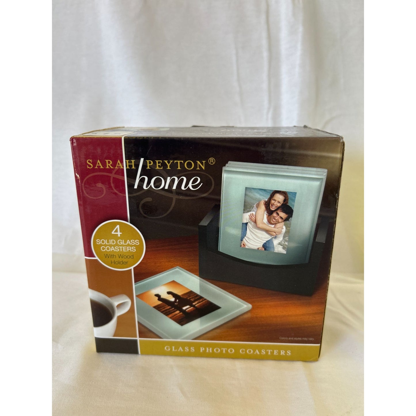 Sarah Peyton Home Glass Photo Coasters Set Of 4 With Wooden Holder