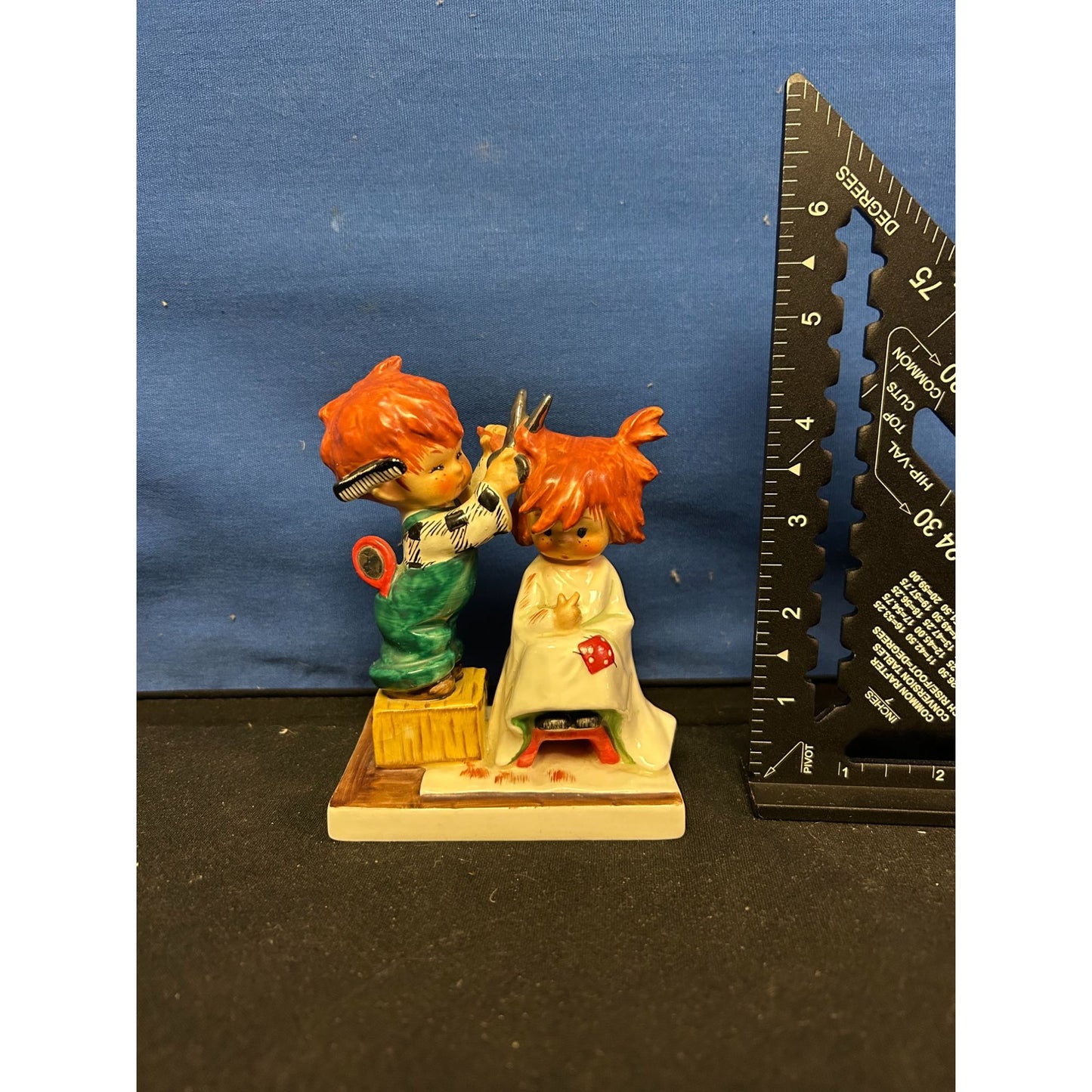 Hummel Goebel "Sheer Nonsense" Figurine Collectible Hand-Painted Red-Haired Kids Barber Scene
