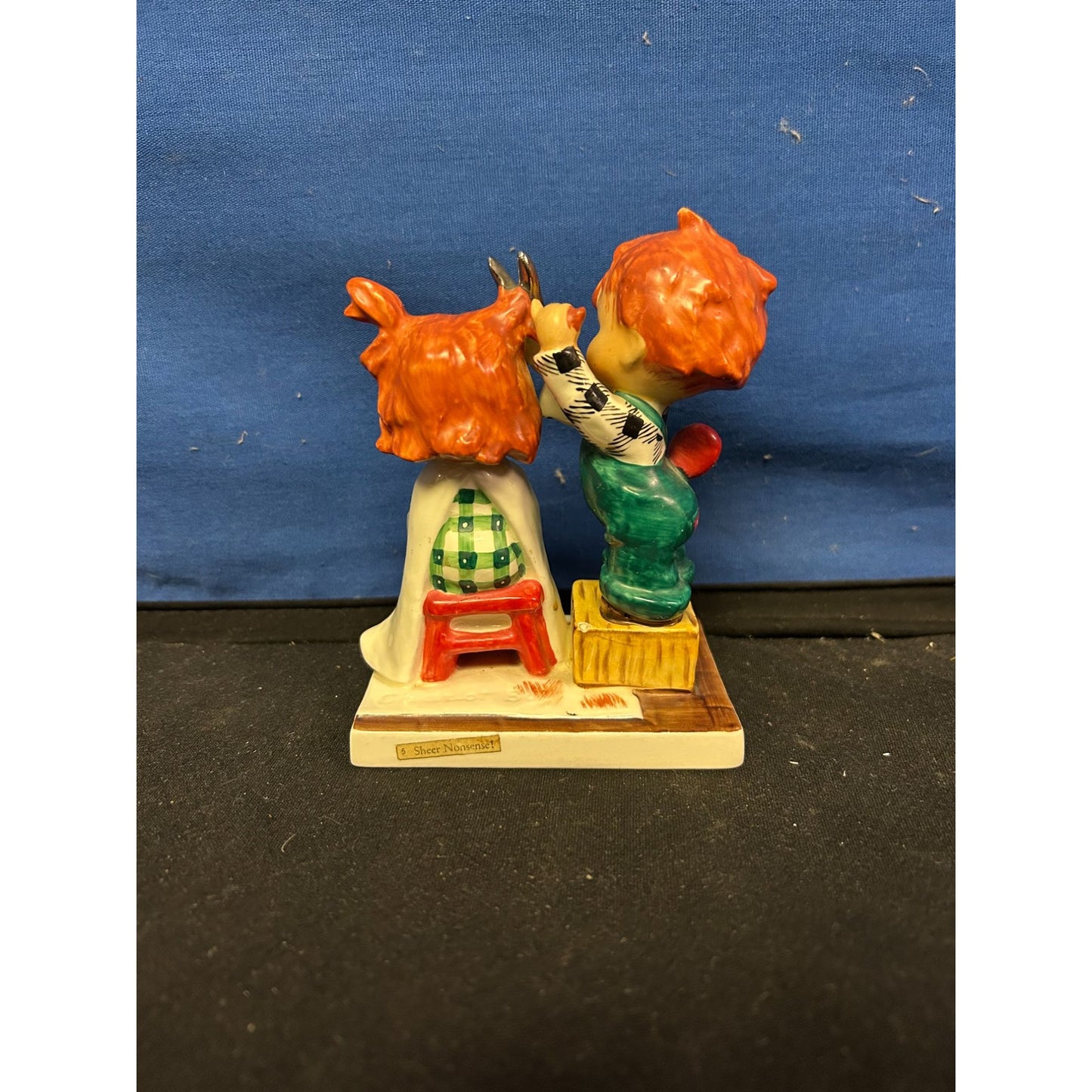 Hummel Goebel "Sheer Nonsense" Figurine Collectible Hand-Painted Red-Haired Kids Barber Scene