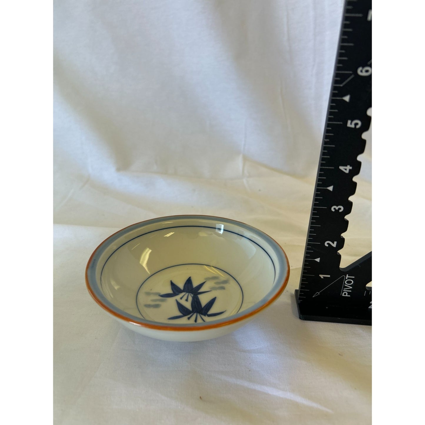 Vintage Hand-Painted Ceramic Bowl With Bamboo Design