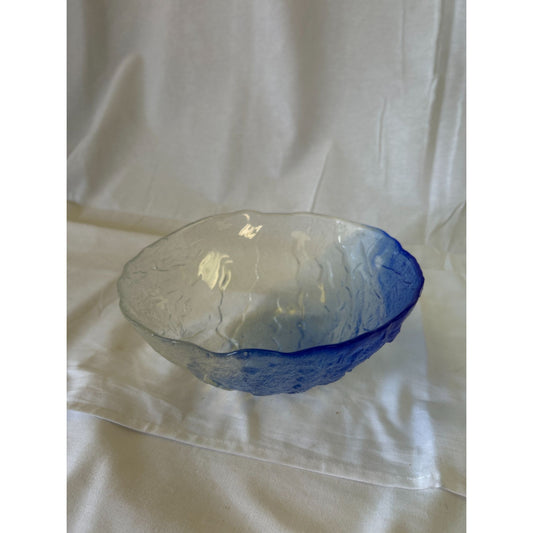 Handmade Textured Glass Bowl With Blue Gradient Design